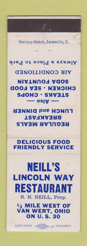Matchbook Cover - Neill's Lincoln Way Restaurant Van Wert OH