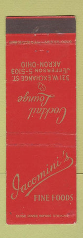 Matchbook Cover - Jacomini's Restaurant Akron OH
