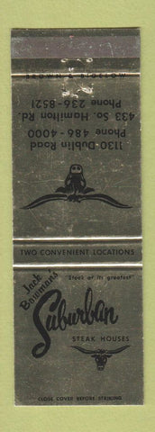 Matchbook Cover - Jack Bowman's Suburban Steak House Columbus OH