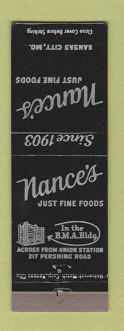 Matchbook Cover - Nance's Restaurant Kansas City MO