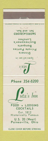 Matchbook Cover - Lutz's Inn Painesville OH