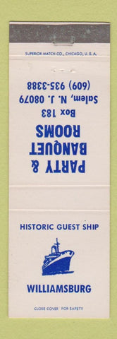 Matchbook Cover - Williamsburg Guest Ship Salem NJ