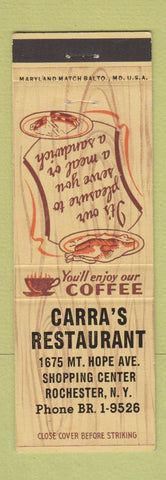 Matchbook Cover - Carra's Restaurant Rochester NY