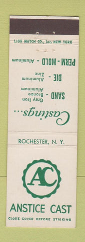 Matchbook Cover - Anstice Cast Sand Die Rochester NY