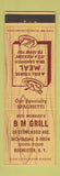 Matchbook Cover - BM Grill Rochester NY