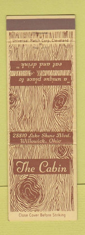 Matchbook Cover - The Cabin Willowick OH