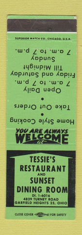 Matchbook Cover - Tessie's Restaurant Garfield Heights OH