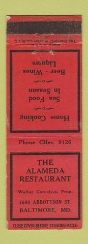 Matchbook Cover - Alameda Restaurant Baltimore MD WEAR
