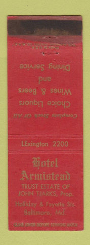 Matchbook Cover - Hotel Armistead Baltimore MD WORN