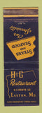 Matchbook Cover - H&G Restaurant Easton MD