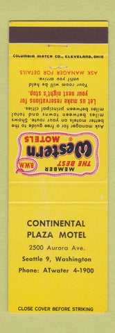 Matchbook Cover - Best Western Continental Plaza Motel Seattle WA