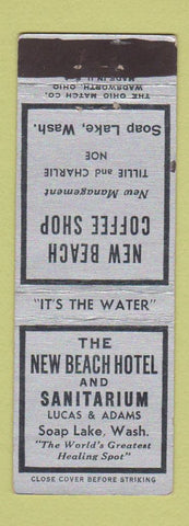 Matchbook Cover - New Beach Hotel Sanitarium Soap Lake WA
