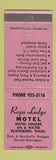 Matchbook Cover - Rega Lodge Motel Ellensburg WA