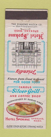 Matchbook Cover - Silver Grill Hotel Spokane WA WEAR