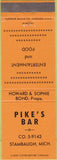Matchbook Cover - Pike's Bar Stambaugh MI