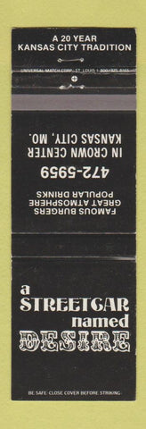 Matchbook Cover - Streetcar Named Desire Kansas City MO