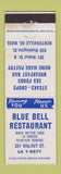 Matchbook Cover - Blue Bell Restaurant Newtonville MA WEAR