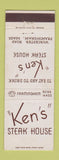 Matchbook Cover - Ken's Steak House Framingham MA