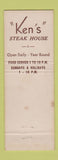 Matchbook Cover - Ken's Steak House Framingham MA
