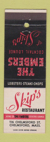 Matchbook Cover - Skip's Restaurant Chelmsford MA