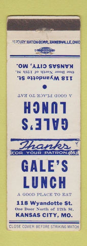 Matchbook Cover - Gale's Lunch Kansas City MO