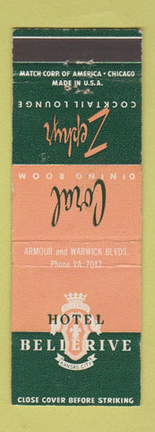 Matchbook Cover - Hotel Bellerive Kansas City MO