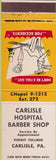Matchbook Cover - Carlisle Hospital Barber Shop PA