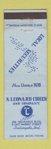 Matchbook Cover - N Leonard Cohen Securities investments Indianapolis IN