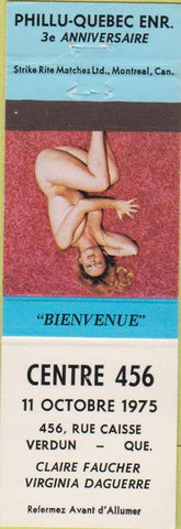 Matchbook Cover - Centre 456 1975 Verdun QC pinup