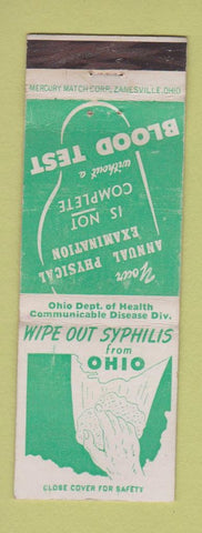 Matchbook Cover - Wipe out Syphilis Ohio Columbus OH WEAR