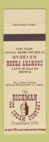 Matchbook Cover - Richman Ice Cream Company Woodstown NJ