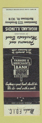 Matchbook Cover - Farmers and Merchants Bank Highland IL