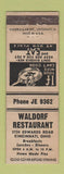 Matchbook Cover - Waldorf Restaurant Cincinnati OH WORN