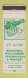 Matchbook Cover - Blangeres Montgomery Greenhouses Nursery Topeka KS