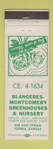 Matchbook Cover - Blangeres Montgomery Greenhouses Nursery Topeka KS