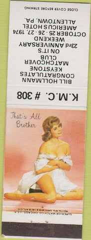 Matchbook Cover - Keystone Match Club Allentown PA pinup