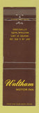 Matchbook Cover - Waltham Motor Inn MA WEAR