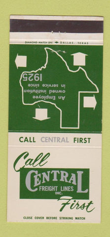 Matchbook Cover - Central Freight Lines Trucking TX Texas 30 Strike