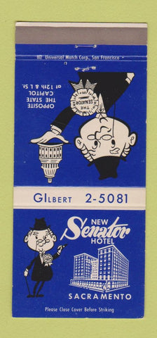 Matchbook Cover - New Senator Hotel Sacramento CA 30 Strike
