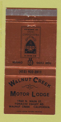 Matchbook Cover - Walnut Creek Motor Lodge CA WEAR 30 Strike