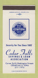 Matchbook Cover - Cedar Falls Savings and Loan IA 30 Strike
