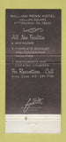 Matchbook Cover - William Penn Hotel Pittsburgh PA 30 Strike