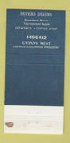 Matchbook Cover - Gwinn's West Pasadena CA restaurant 30 Strike