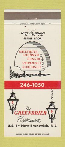 Matchbook Cover - Greenbrier Restaurant New Brunswick NJ 30 Strike
