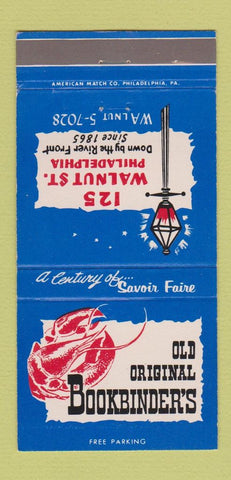 Matchbook Cover - Bookbinder's Restaurant Philadelphia PA 30 Strike