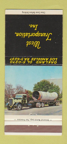 Matchbook Cover - West Transportation Trucking Oakland Los Angeles CA 30 Strike
