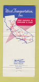Matchbook Cover - West Transportation Trucking Oakland Los Angeles CA 30 Strike