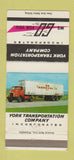 Matchbook Cover - York Transportation Trucking PA WEAR 30 Strike