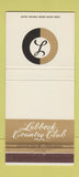 Matchbook Cover - Lubbock Country Club TX 30 Strike