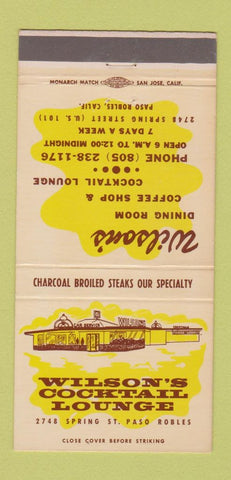 Matchbook Cover - Wilson's Restaurant Paso Robles CA 30 Strike